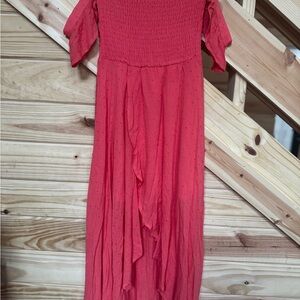 HYFVE Coral Maxi Dress with Ruffle Sleeves